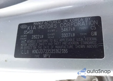 2003 Kia Sorento Ex/Lx из США, поврежденный, VIN KNDJD733535162186